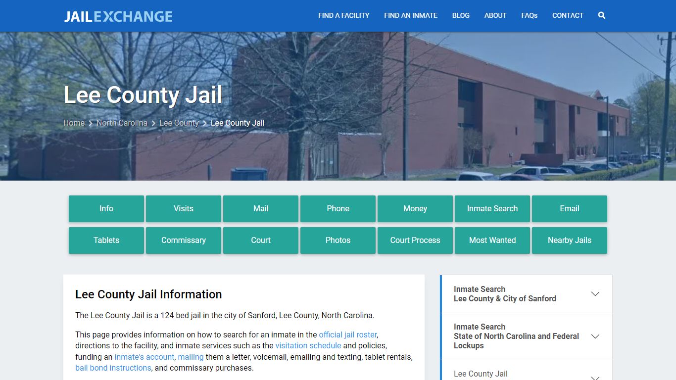 Lee County Jail, NC Inmate Search, Information